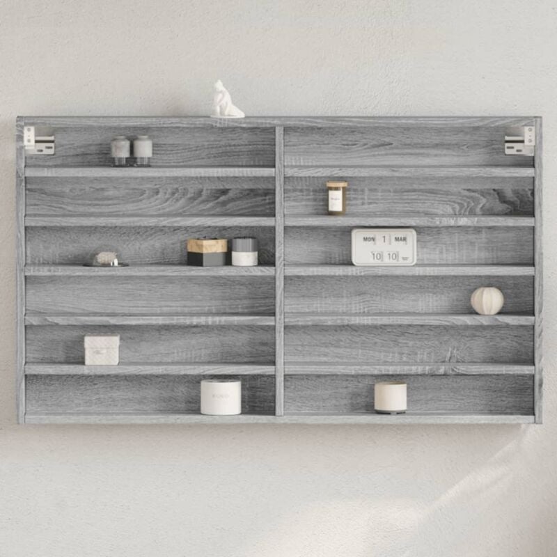 foto del prodotto vidaxl armadietto vetrina grigio sonoma 100x8,5x58cm legno multistrato