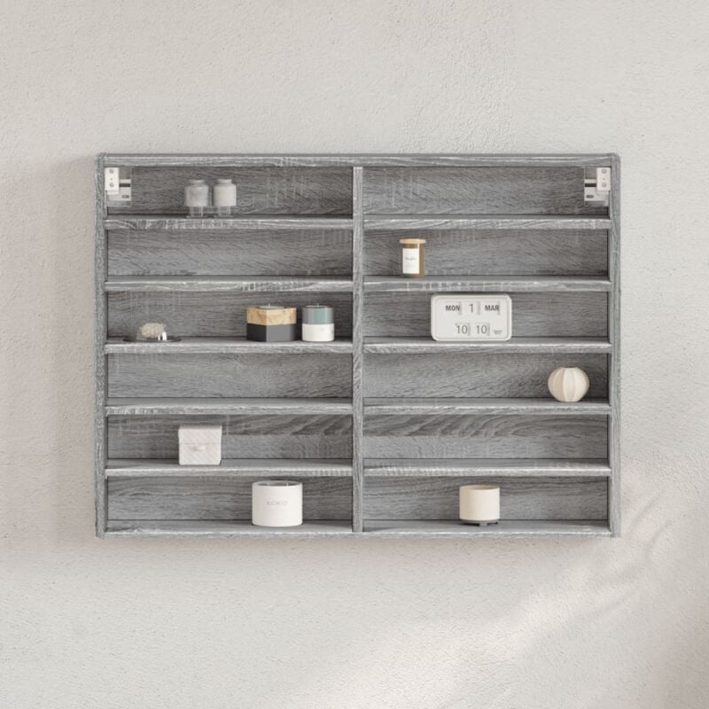 foto del prodotto vidaxl armadietto vetrina grigio sonoma 80x8,5x58 cm legno multistrato