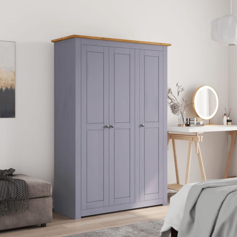 foto del prodotto vidaxl armadio a 3 ante grigio 118x50x171,5cm in pino panama range