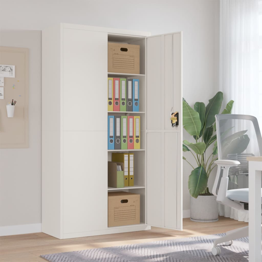 foto del prodotto vidaxl armadio classificatore bianco 90x40x180 cm in acciaio