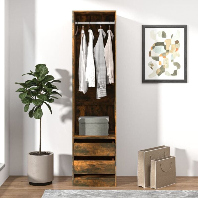 foto del prodotto vidaxl armadio con cassetti rovere fumo 50x50x200 cm legno multistrato