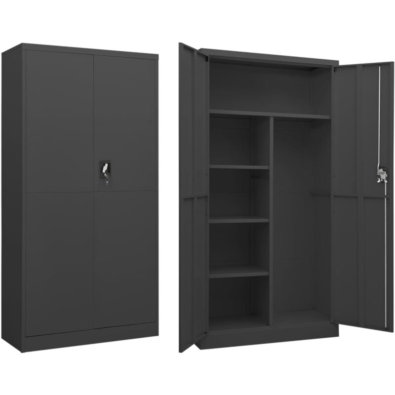 foto del prodotto vidaxl armadio con ripiani e ante 90x40x180 cm in acciaio vari colori colore antracite