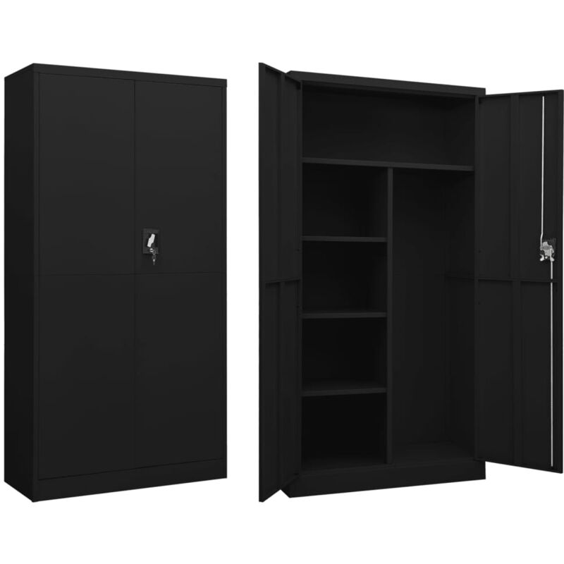 foto del prodotto vidaxl armadio con ripiani e ante 90x40x180 cm in acciaio vari colori colore nero