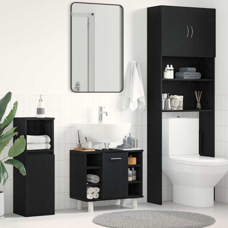 foto del prodotto vidaxl armadio da bagno rovere nero 60 x 32 x 54 cm legno multistrato