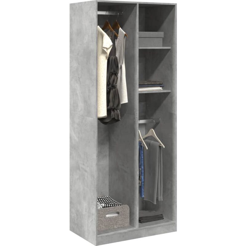 foto del prodotto vidaxl armadio grigio cemento 80x50x200 cm in legno multistrato