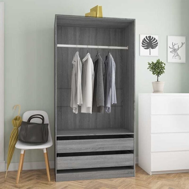 foto del prodotto vidaxl armadio grigio sonoma 100x50x200 cm in legno multistrato