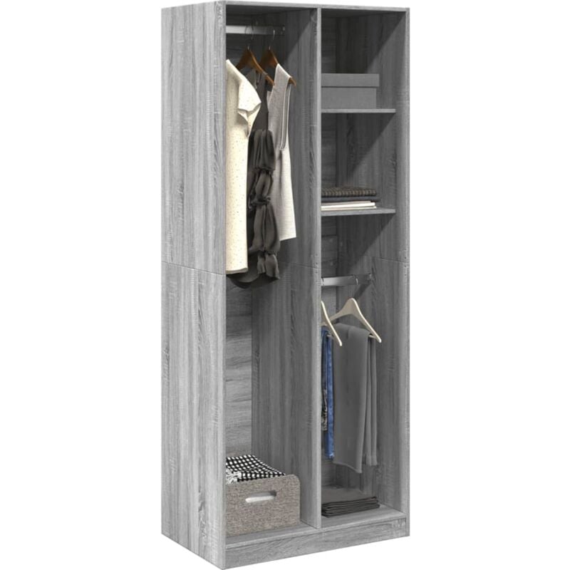 foto del prodotto vidaxl armadio grigio sonoma 80x50x200 cm in legno multistrato