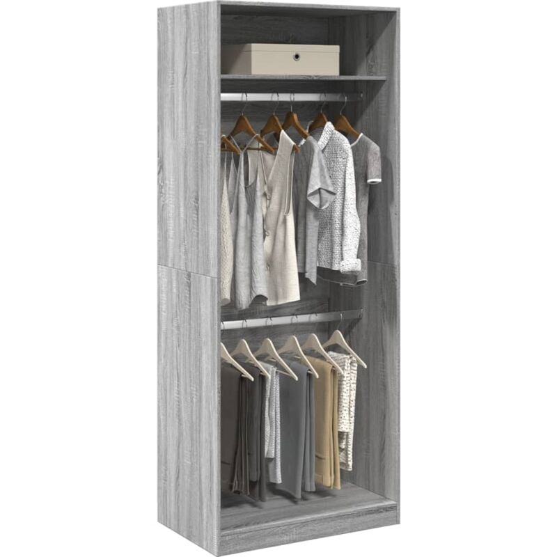 foto del prodotto vidaxl armadio grigio sonoma 80x50x200 cm in legno multistrato