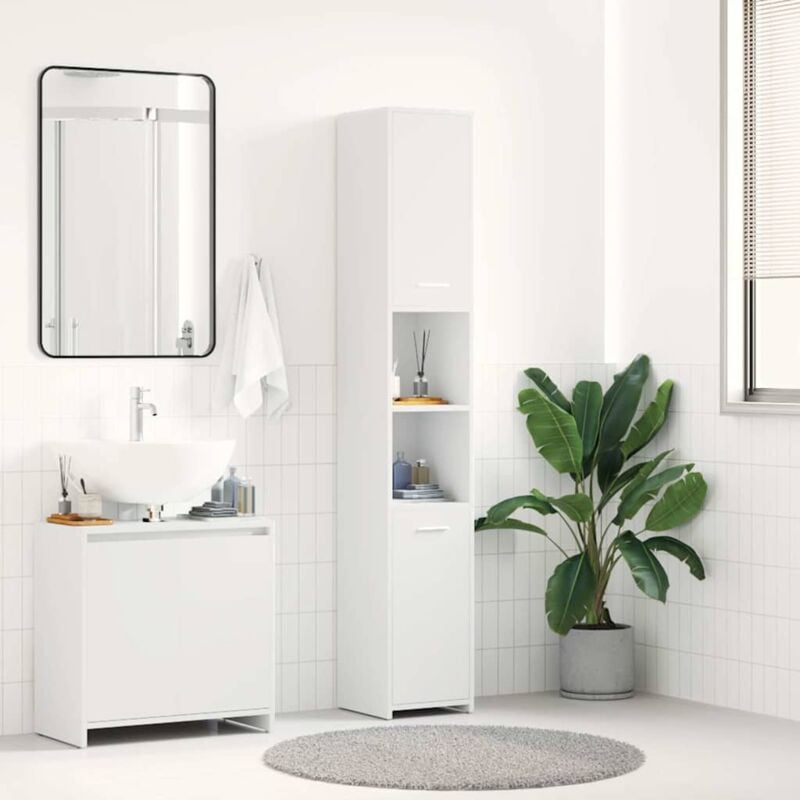 foto del prodotto vidaxl armadio ideale per il bagno alto co 2 ante e ripiani centrali vari colori colore bianco