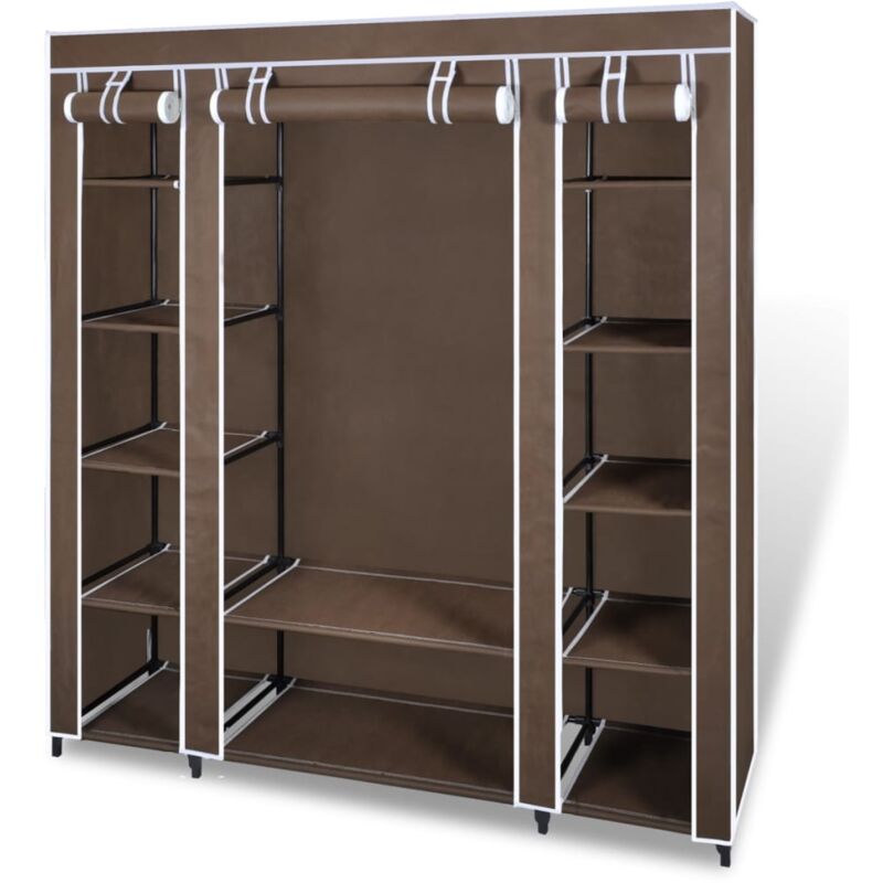 foto del prodotto vidaxl armadio in tessuto con scomparti e aste 45x150x176 cm marrone