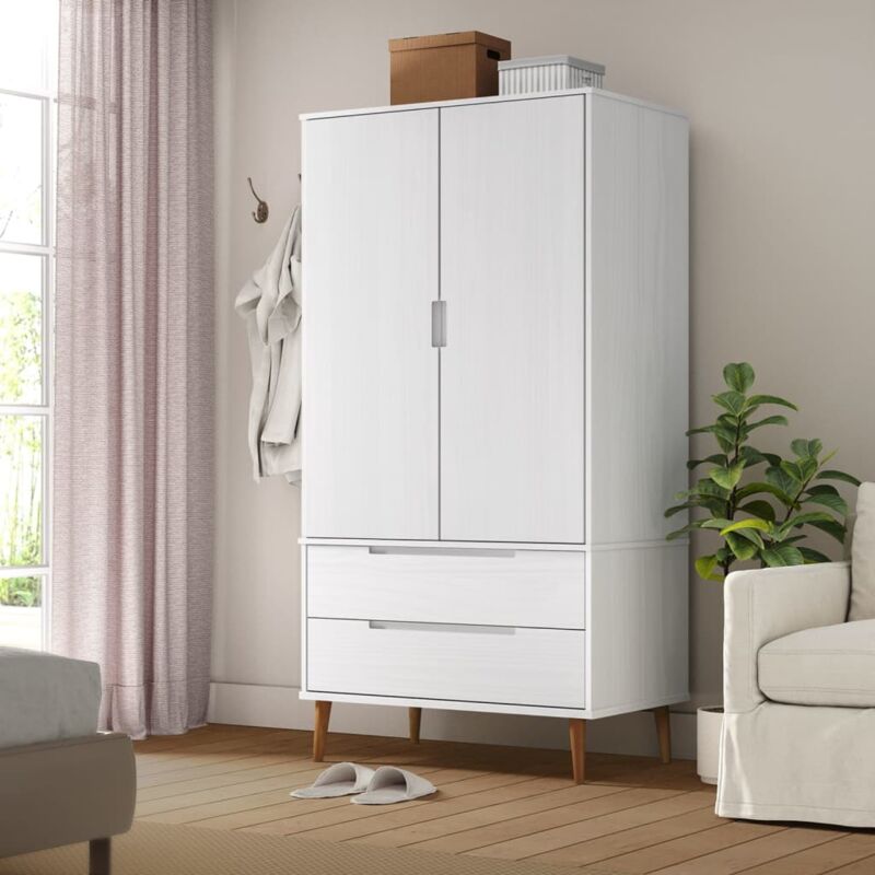 foto del prodotto vidaxl armadio molde bianco 90x55x175 cm in legno massello di pino