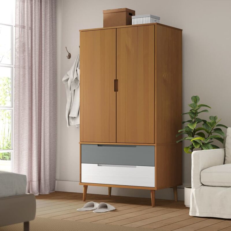 foto del prodotto vidaxl armadio molde marrone 90x55x175 cm in legno massello di pino