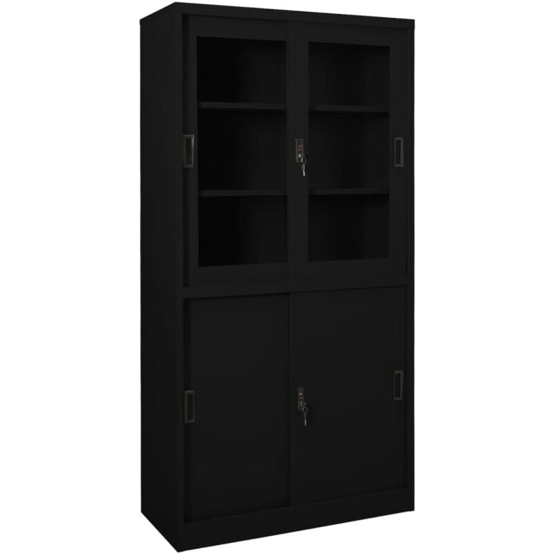 foto del prodotto vidaxl armadio per ufficio anta scorrevole nero 90x40x180 cm acciaio