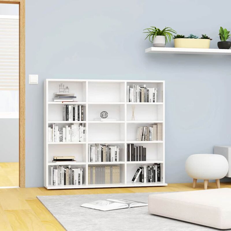 foto del prodotto vidaxl armadio porta cd 102x23x89,5 cm con 15 scomparti aperti vari colori colore bianco lucido