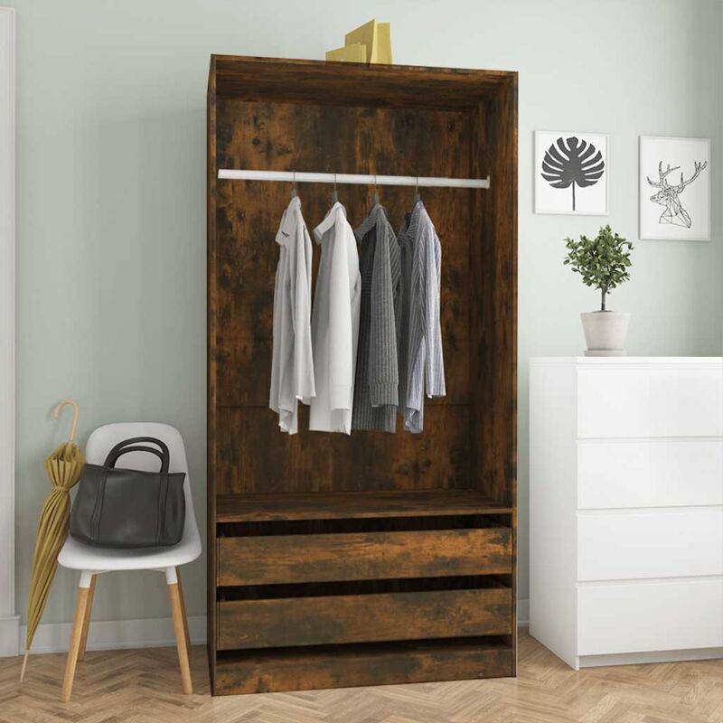 foto del prodotto vidaxl armadio rovere fumo 100x50x200 cm in legno multistrato