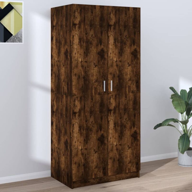 foto del prodotto vidaxl armadio rovere fumo 80x52x180 cm in legno multistrato