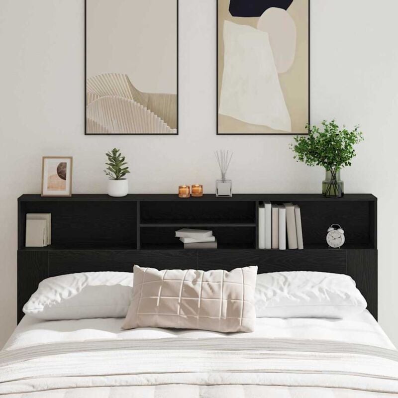 foto del prodotto vidaxl armadio testiera in rovere nero , 200 x 19 x 103.5 cm, legno ingegnerizzato