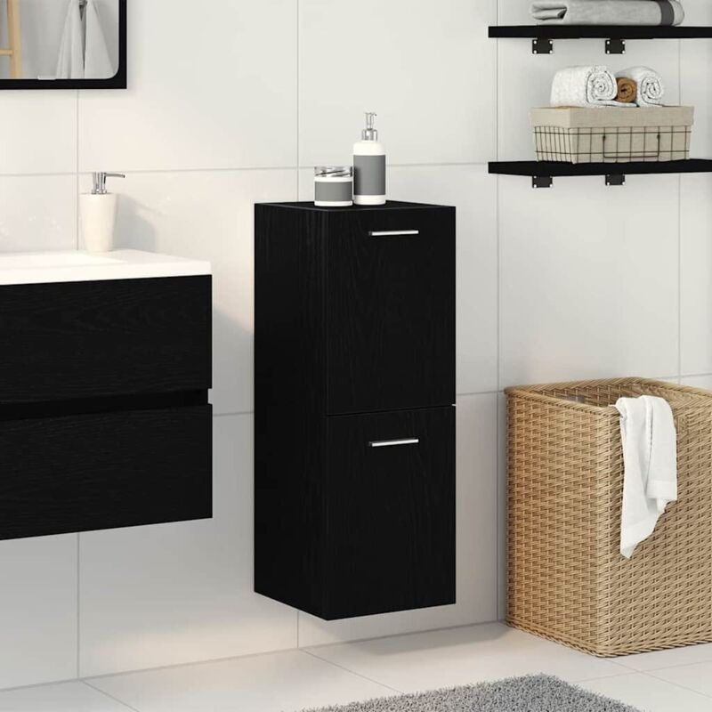 foto del prodotto vidaxl armadiolo da bagno nero rovere 30x30x80 cm in legno ingegnerizzato