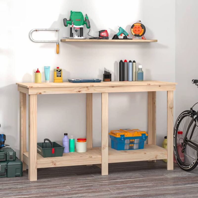foto del prodotto vidaxl banco da lavoro 140x50x80cm in legno massello di pino disponibile in vari colori colore marrone chiaro