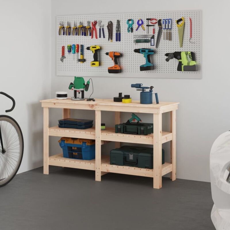 foto del prodotto vidaxl banco da lavoro 142,5x50x80 cm in legno massello di pino