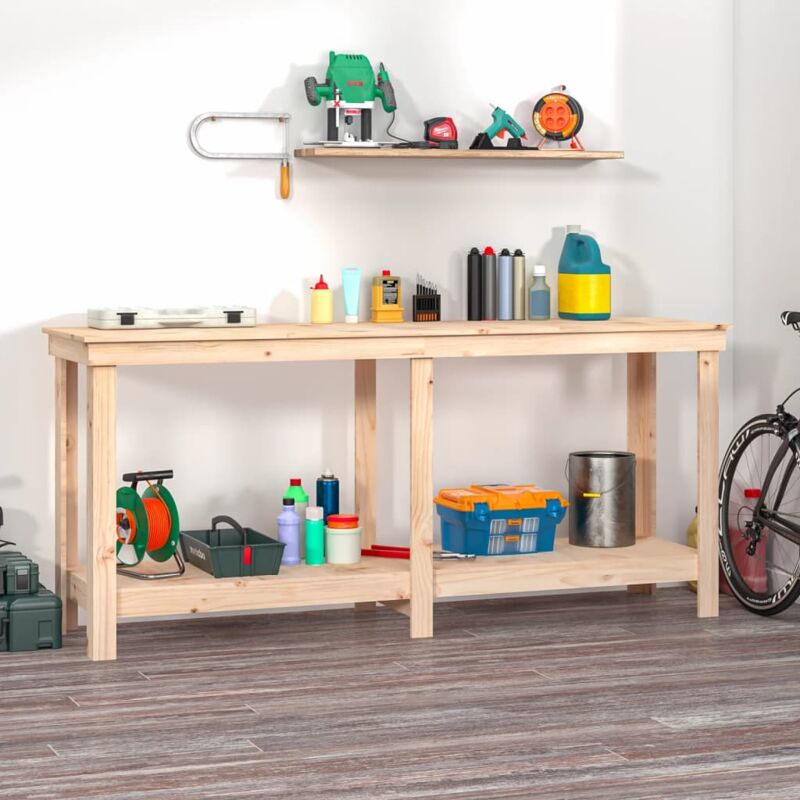 foto del prodotto vidaxl banco da lavoro 180x50x80cm in legno massello di pino disponibile in vari colori colore marrone chiaro