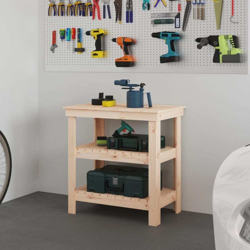 foto del prodotto vidaxl banco da lavoro 78,5x50x80 cm in legno massello di pino