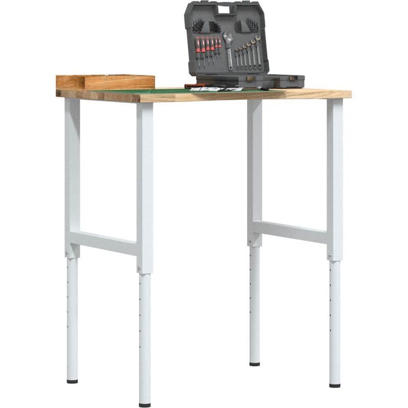 foto del prodotto vidaxl banco da lavoro 80x60x 71,5 98 cm legno massello rovere