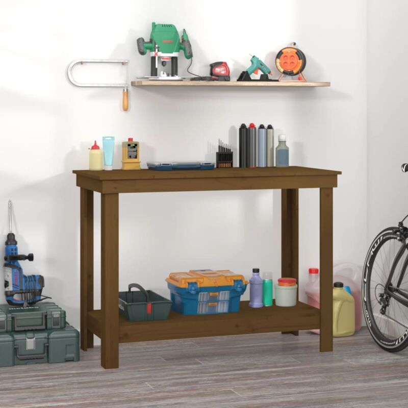 foto del prodotto vidaxl banco da lavoro ambra 110x50x80 cm in legno massello di pino