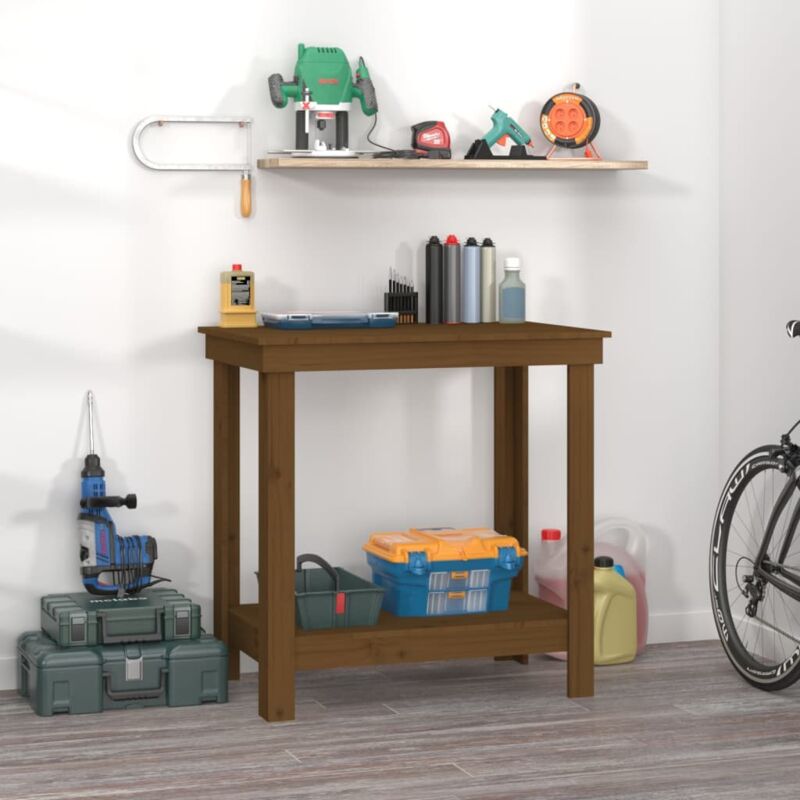 foto del prodotto vidaxl banco da lavoro ambra 80x50x80 cm in legno massello di pino
