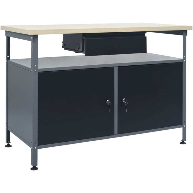 foto del prodotto vidaxl banco da lavoro nero 120x60x85 cm in acciaio