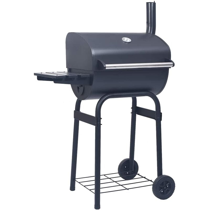 foto del prodotto vidaxl barbecue a carbone con affumicatore e ripiano basso nero