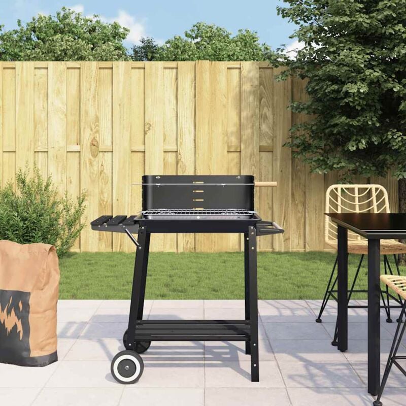 foto del prodotto vidaxl barbecue a carbonella con ruote in acciaio nero