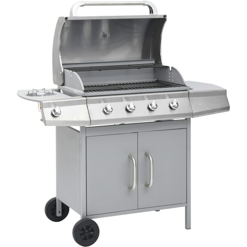 foto del prodotto vidaxl barbecue e griglia a gas 4 1 fornelli argento in acciaio inox