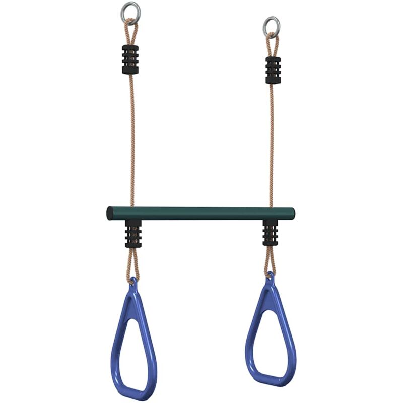 foto del prodotto vidaxl barra trapezio con anelli per bambini blu e verde in acciaio