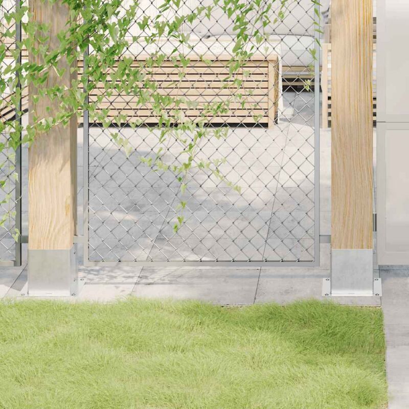 foto del prodotto vidaxl basi per pali quadrate 4 pz argento 141x141 mm acciaio zincato