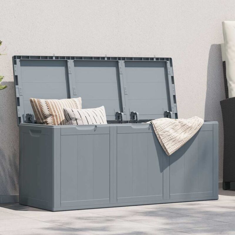 foto del prodotto vidaxl baule da giardino 270 l grigio in rattan pp