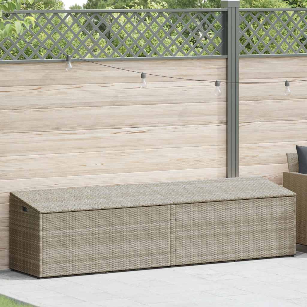 foto del prodotto vidaxl baule da giardino grigio chiaro 220x50x58 cm in polyrattan