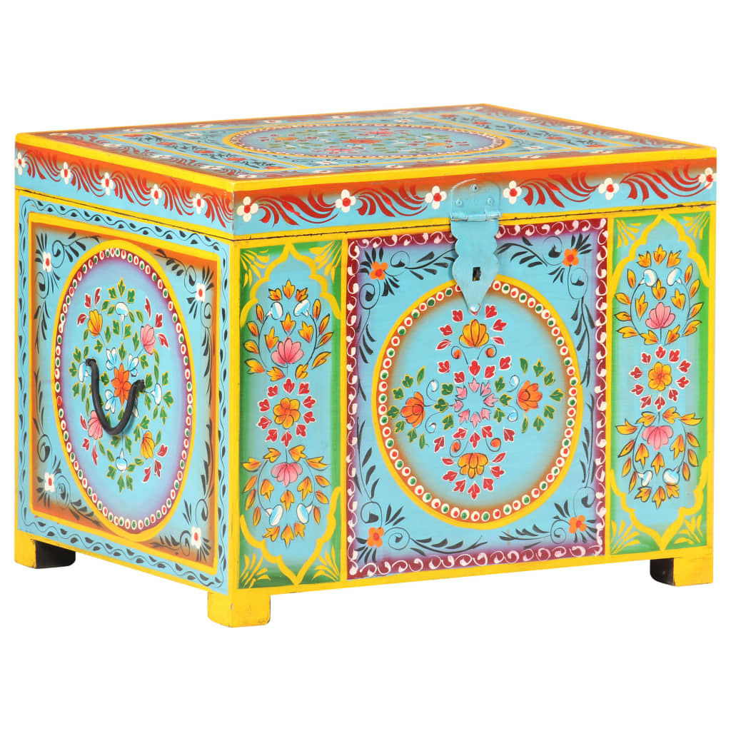 foto del prodotto vidaxl baule dipinto a mano 50x40x40 cm in legno massello di mango 930673
