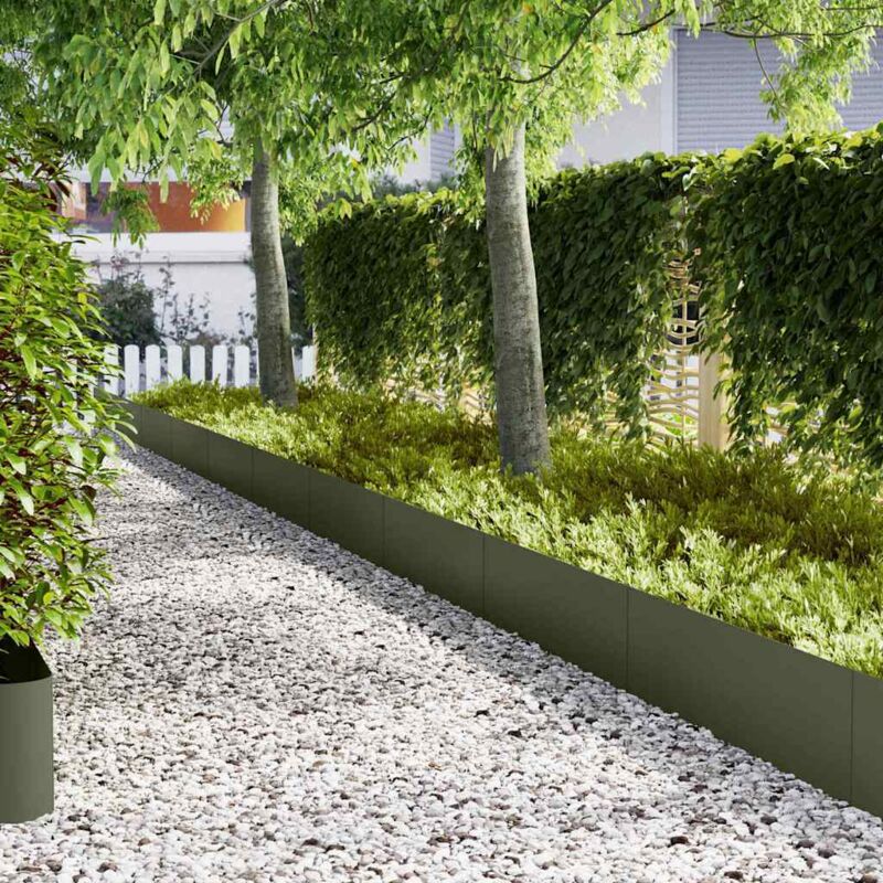 foto del prodotto vidaxl borders per giardino 50 pz verde oliva 100 x 0,5 x 30 cm in acciaio