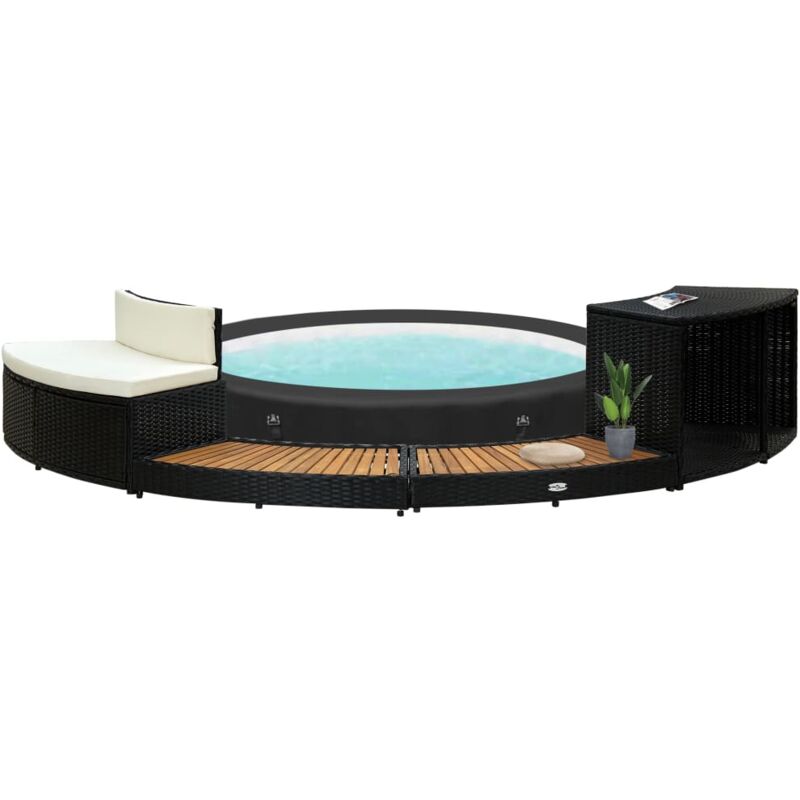 foto del prodotto vidaxl bordo spa nero in polyrattan e legno d acacia