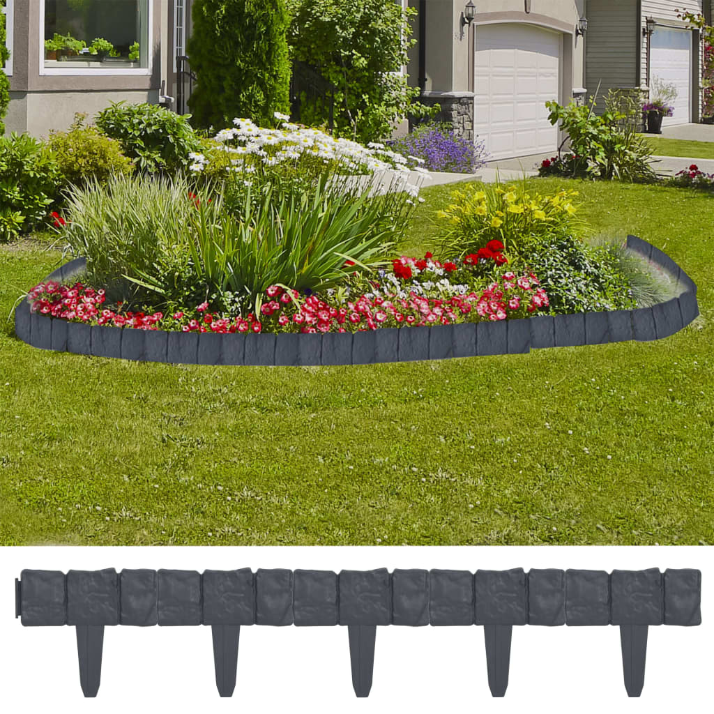 foto del prodotto vidaxl bordura di recinzione prato effetto pietra 41 pz plastica 10 m