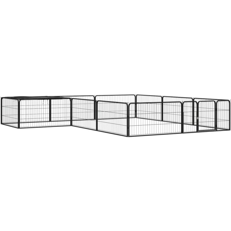 foto del prodotto vidaxl box cani 12 pannelli nero 100x50 cm acciaio verniciato polvere