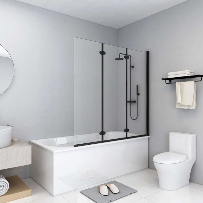 foto del prodotto vidaxl box doccia pieghevole a libro 3 pannelli in esg 130x138 cm nero