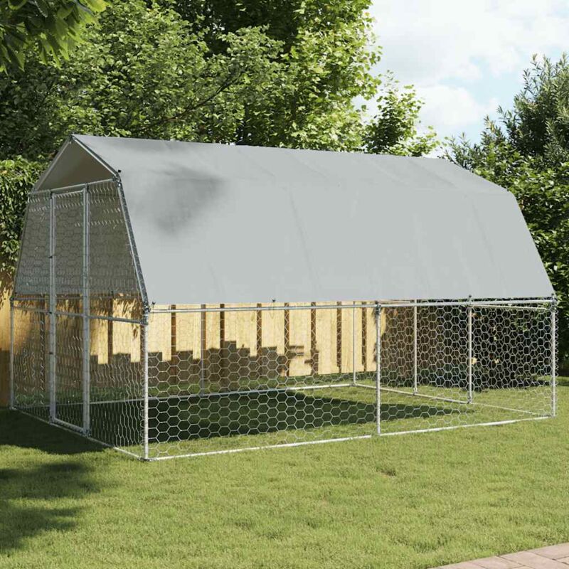 foto del prodotto vidaxl box per cani con tetto e anta argento in acciaio zincato