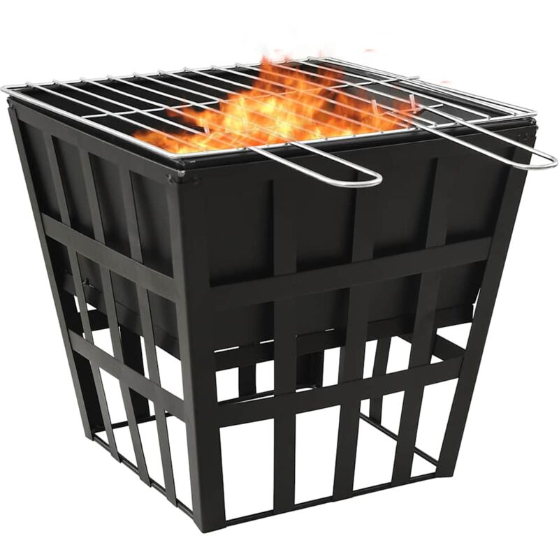 foto del prodotto vidaxl braciere e barbecue 2 in 1 34x34x48 cm in acciaio