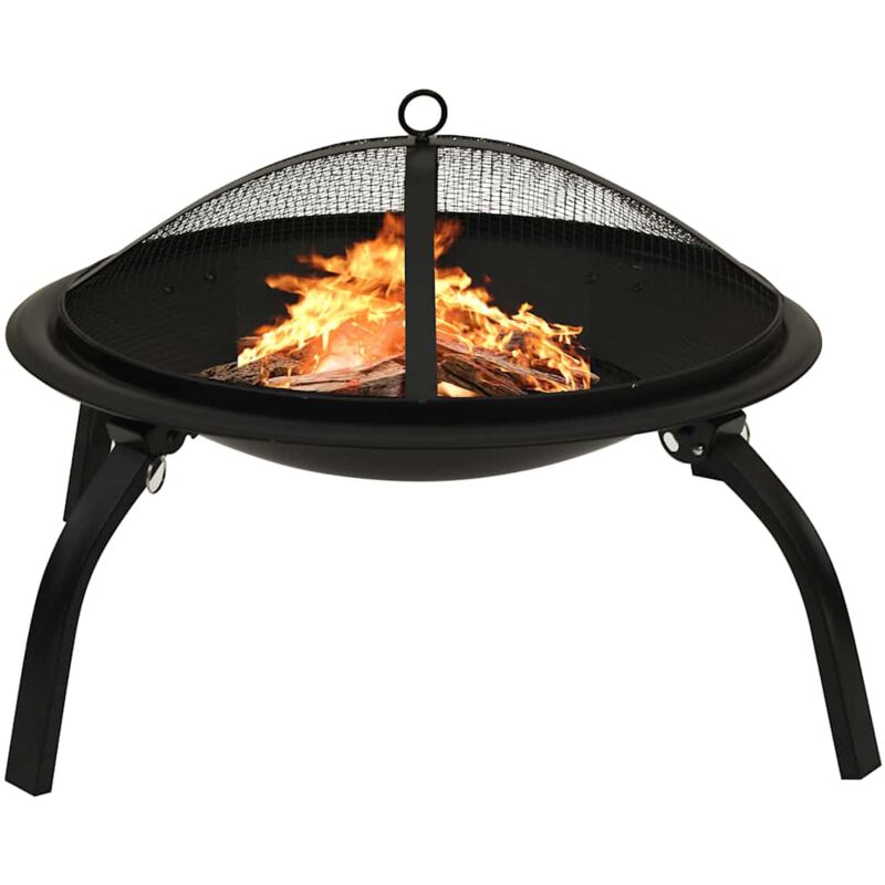 foto del prodotto vidaxl braciere e barbecue 2 in 1 con attizzatoio 56x56x49 cm acciaio