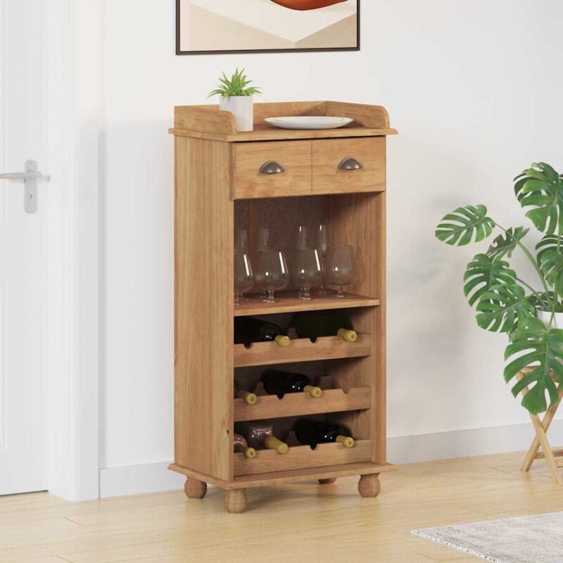 foto del prodotto vidaxl cabinet vino askim con 12 porta bottiglie in legno massello di pino color miele