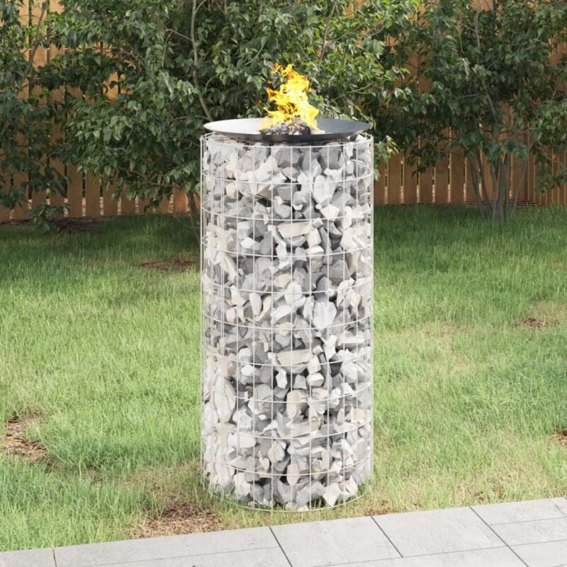 foto del prodotto vidaxl caminetto a gabbione 50 cm ferro zincato