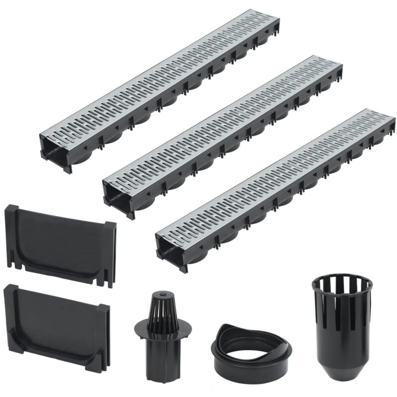 foto del prodotto vidaxl canalette di drenaggio 3 pz acciaio zincato 3 m