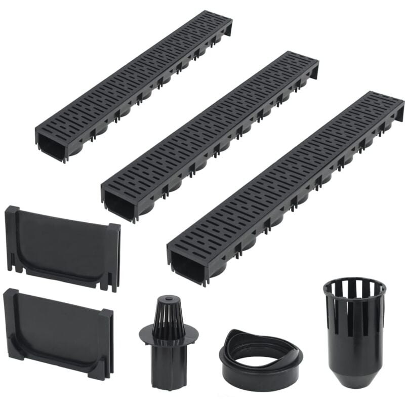 foto del prodotto vidaxl canalette di drenaggio 3 pz plastica 3 m